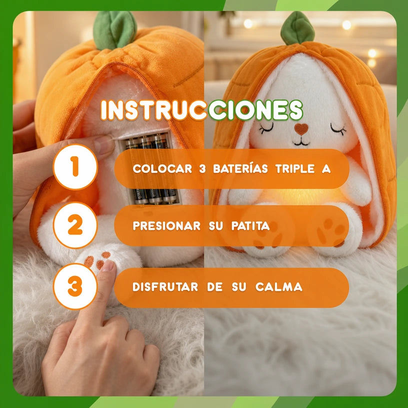 Peluche Fruta Conejo con Respiración y Sonido - Felpy™