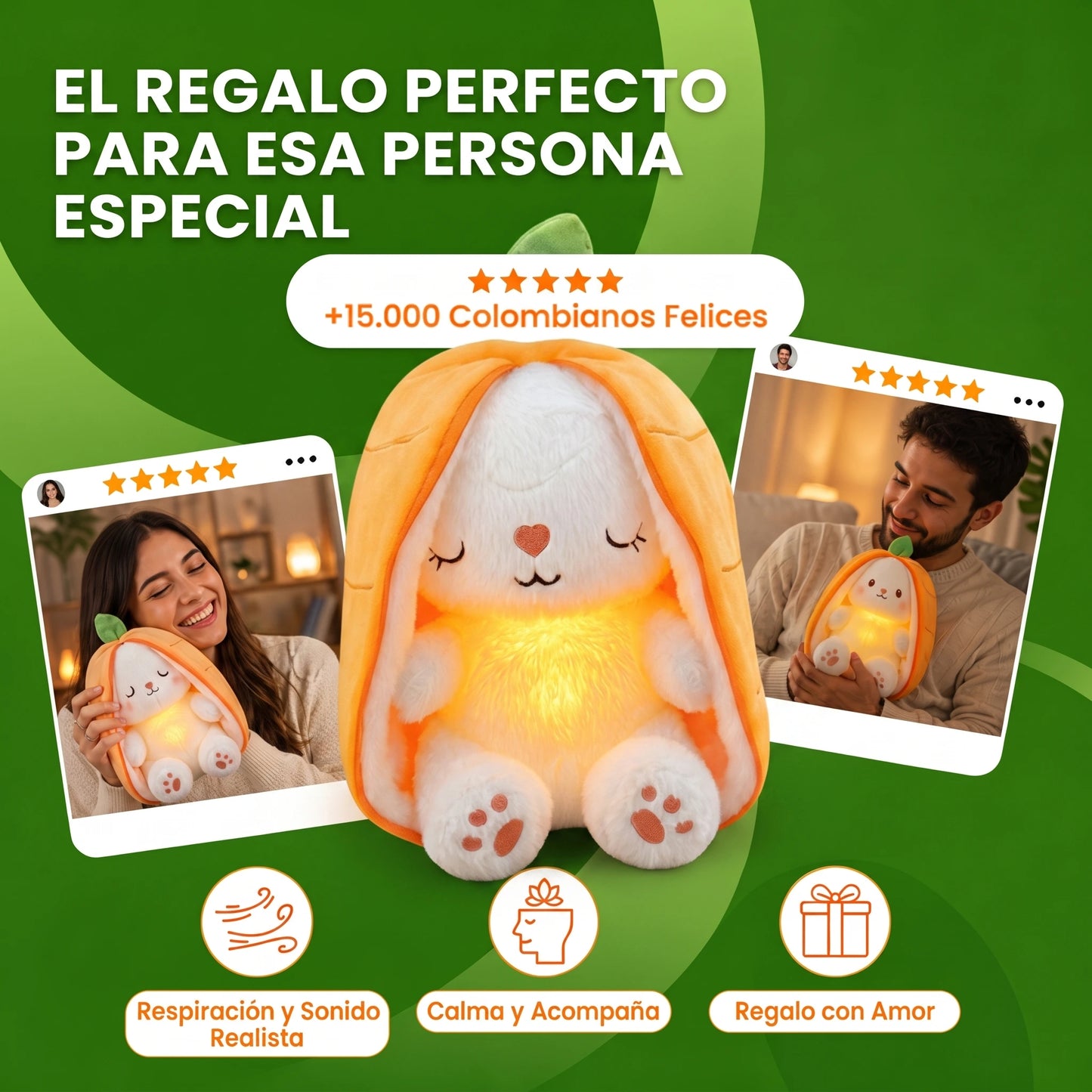 Peluche Fruta Conejo con Respiración y Sonido - Felpy™