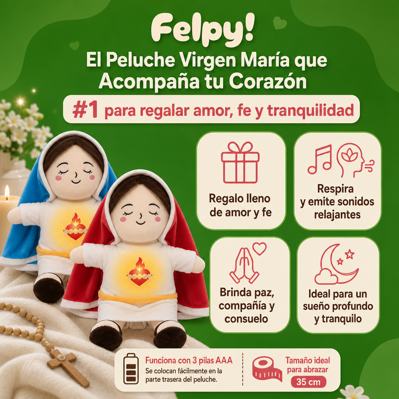 Peluche Virgen Maria con Respiración y Sonido - Felpy™